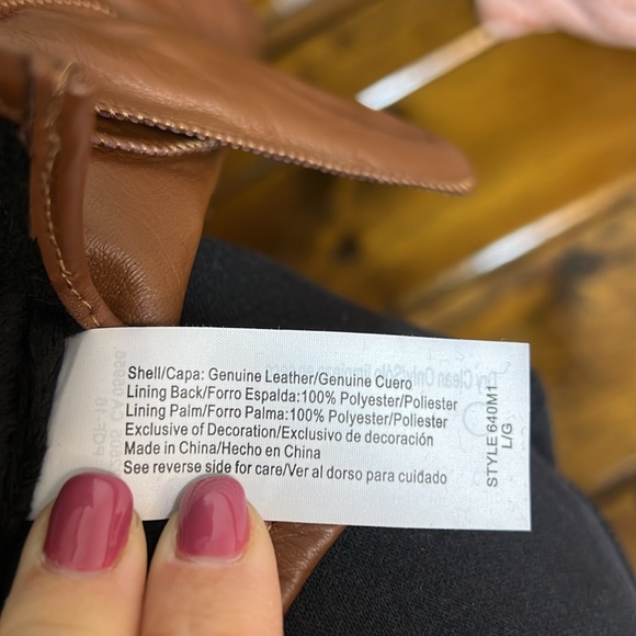 Isotoner Men’s Genuine Leather Brown Gloves- L - Picture 4 of 4